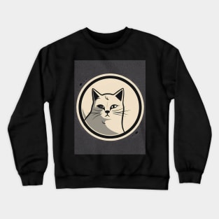 White cat in circle Crewneck Sweatshirt